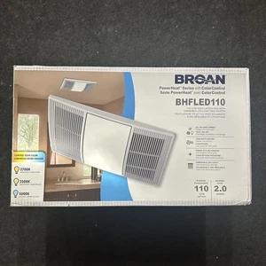 Broan-NuTone BHFLED110 PowerHeat Bathroom Exhaust Fan, Heater, 110 CFM - Picture 1 of 6