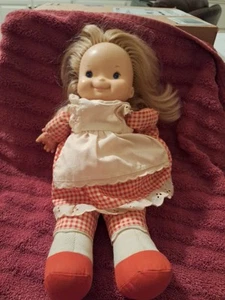 1973 MARY Lapsitter Doll Fisher Price Blonde Red Gingham Dress  - Picture 1 of 8