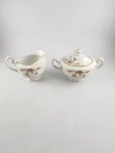 TK Thun Bohemia Czechoslovakia Pattern Rambler Floral Creamer Sugar Bowl w Lid - Picture 1 of 16