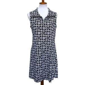 Vestido recto Anthony's Resortwear geométrico floral sin mangas azul/blanco para mujer L - Imagen 1 de 16