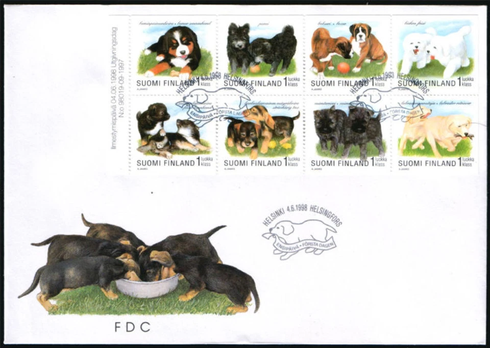 Finland FDC 1998, Dog, Puppies, Booklet, Mint - Image 1 of 1
