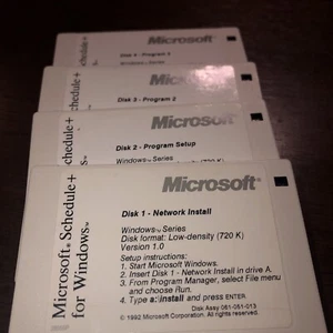 Microsoft Schedule+ For Windows 92 Floppy Disks 3.5" Version 1 (4) Disks - Picture 1 of 5