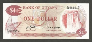 Guyana 1 Dollar N.D. (1992); EF+; P-21g; BNB-B101h; Waterfalls, Harvester - Picture 1 of 2