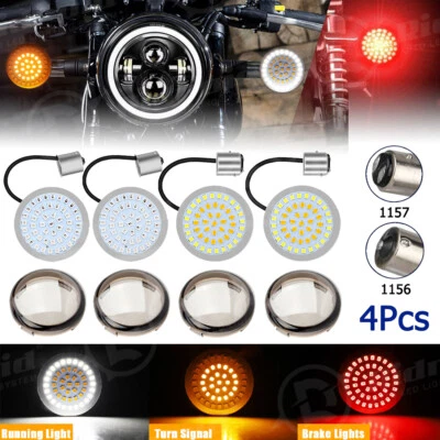 4pcs 1156 1157 Front & Rear LED Bullet Turn Signal Lights for Harley Motorcycle - Image 1 of 4