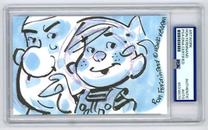 Ron Ferdinand signierte Skizze (PSA) Dennis die Bedrohung Zeitung Karikaturist Zeichnung - Bild 1 von 2