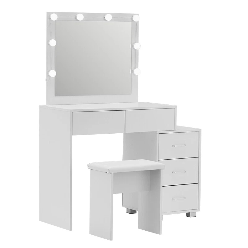 LED Light Vanity Dressing Table Set Bedroom Makeup Desk With Mirror Drawer Stool - Image 1 of 4