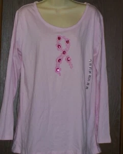 Live for Life Hope for All By MCCC Sportswear Top Sz. 2X Pink Embroidery Beads - Picture 1 of 6