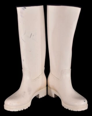 Botas de chuva POLO Ralph Lauren borracha joelho logotipo clássico feminino branco tamanho 8.5 NOVAS - Imagem 1 de 4