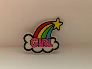 Girl Power Rainbow with Cloud and Star Iron on Applique Patch - Picture 1 of 1