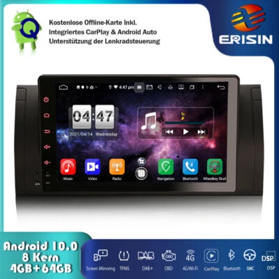8-Kern 9" Android 10 Autoradio Navi DAB+ CarPlay Wifi 64GB BMW 5er E39 M5 X5 E53 - Bild 1 von 4