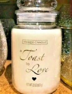 SET OF 2 Yankee Candle "A TOAST TO LOVE"~Wedding ~ Large 22 oz.~ WHITE LABEL~NEW - Picture 1 of 1