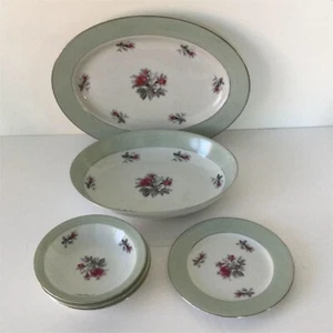 Vintage SONE china PLATES & BOWLS Mid century Rose design. Made in Japan 81897R - Picture 1 of 5