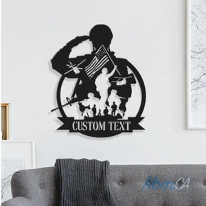 Personalized Army Soldiers Silhouette Name Metal Sign, US Army Gift, Custom Mili - Picture 1 of 11