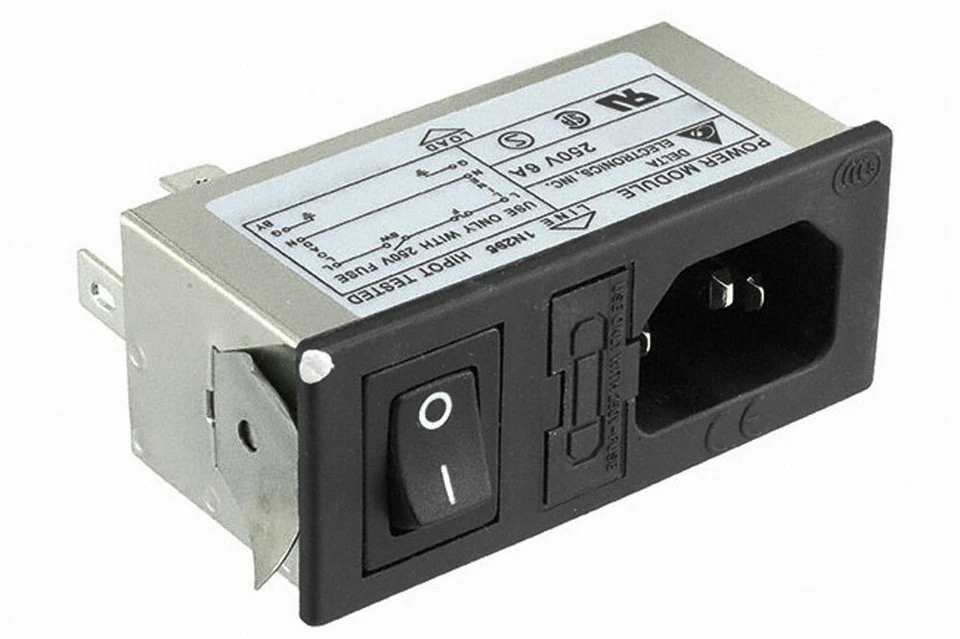 Delta 06AN2 IEC C14 AC Power Entry Modules Snap-In Mounting SIP Switch / Fuse - Image 1 of 1