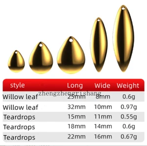 100Pcs Stainless Steel Willow Leaf Spinner Teardrops Blade Smooth Finish - Picture 1 of 26