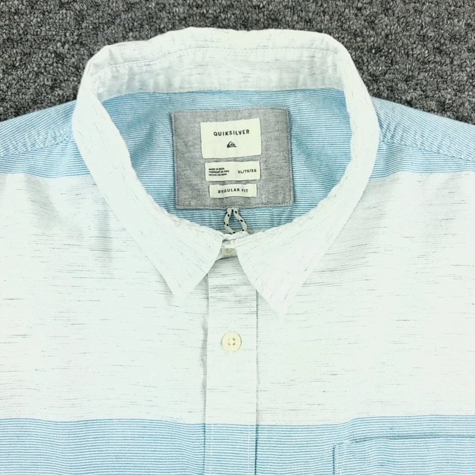 Quicksilver Shirt Men XL Extra Large Blue Stripe Casual Surf Beach Camp Outdoor - Image 1 of 4