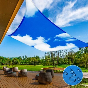 Outdoor Waterproof Sun Shade Sail Rectangle Canopy Patio Shelter Cover Sky-blue - Picture 1 of 7