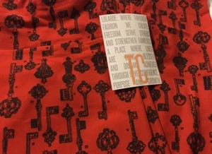 Women's Lularoe TC Tall Curvy Orange Solid Black Skeleton Keys Leggings HTF New - Picture 1 of 1