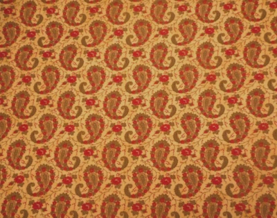 Civil War Reproduction Fabric By Yard Red Green Floral Paisley Gold 1850 Cotton - Image 1 of 2