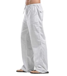 Lässige weiße Leinenhose Baggy für Herren - 2XL - Bild 1 von 3
