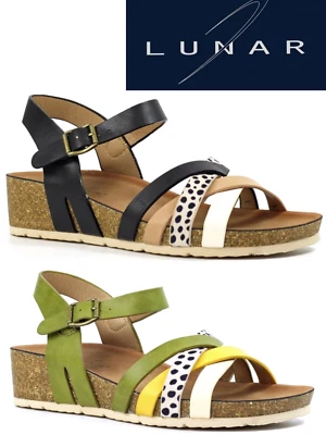 LUNAR SELINA LADIES BUCKLE SANDALS WEDGE NEW WOMENS SLINGBACK SUMMER HOLIDAY - Image 1 of 4