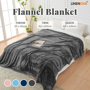 Luxury Flannel Fleece Blanket Large Bed Sofa Throw Twin Queen Super Soft Warm AU - Picture 1 of 28