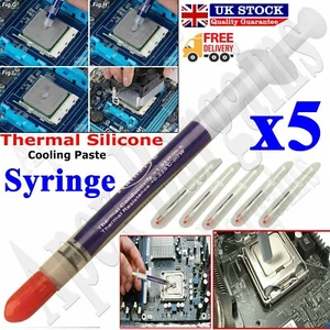 5x Silicone Thermal Heat Sink Compound Cooling Paste Grease PC Processor Syringe - Picture 1 of 12