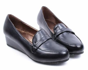 Schwarze Farbe Slipper nur runde Spitze formelle Damen Keilabsätze 1,5" High Heels Größe 8 - Bild 1 von 7