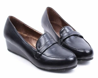 Черный цвет поскользнуться на только круглый носок официальный женщин на танкетке 1,5» каблуках размер 8 - Изображение 1 из 4