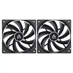 2 x Arctic F12 Black 120mm Extra Quiet Case Fans 1350 RPM 53 CFM 12V 3-Pin Rev.4 - Photo 1/6