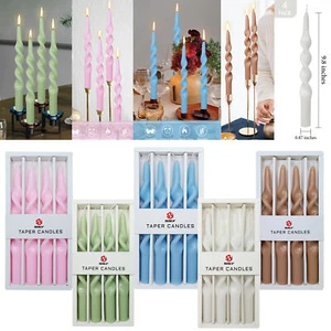 9.8 inch Spiral Taper Candles set of 4 Unscented Twisted Dinner Pillar Candles - Picture 1 of 64