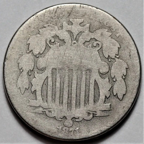 1871 Shield Nickel - US Key Date 5c Coin - L37 Cover