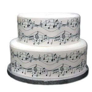 A4 Edible Decor Icing Sheet Music Musical Note Ribbon Border Edging - Picture 1 of 2