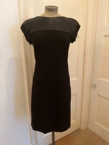 Abito nero originale BOTTEGA VENETA in pelle e lana taglia 40