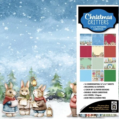 Christmas Animals 12x12 Cardstock Paper – Holiday Scrapbook Craft Sheets - Image 1 of 2