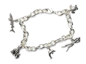 Diving Miniblings Bracelet Turtle Dolphin Diver Shark Octopus - Picture 1 of 8