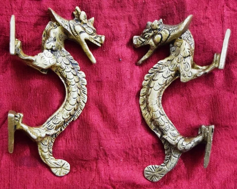 Brass Golden Dragon Shape Victorian Style Lounge Gate Pull Door Handle Dec MJ158 Cover