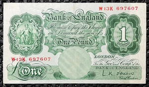 GREAT BRITAIN 1948 - 1960 1 POUND L.K. O'Brien staple holes - Picture 1 of 4
