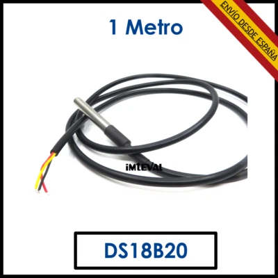 DS18B20 Sonda Sumergible Sensor Temperatura 1 m Termometro Arduino cable 1 metro - Imagen 1 de 2