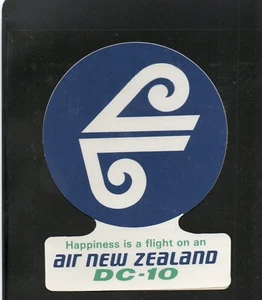 Vintage Airline Gepäck Label Aufkleber DC-10 McDonnell Douglas AIR NEW ZEALAND - Bild 1 von 2