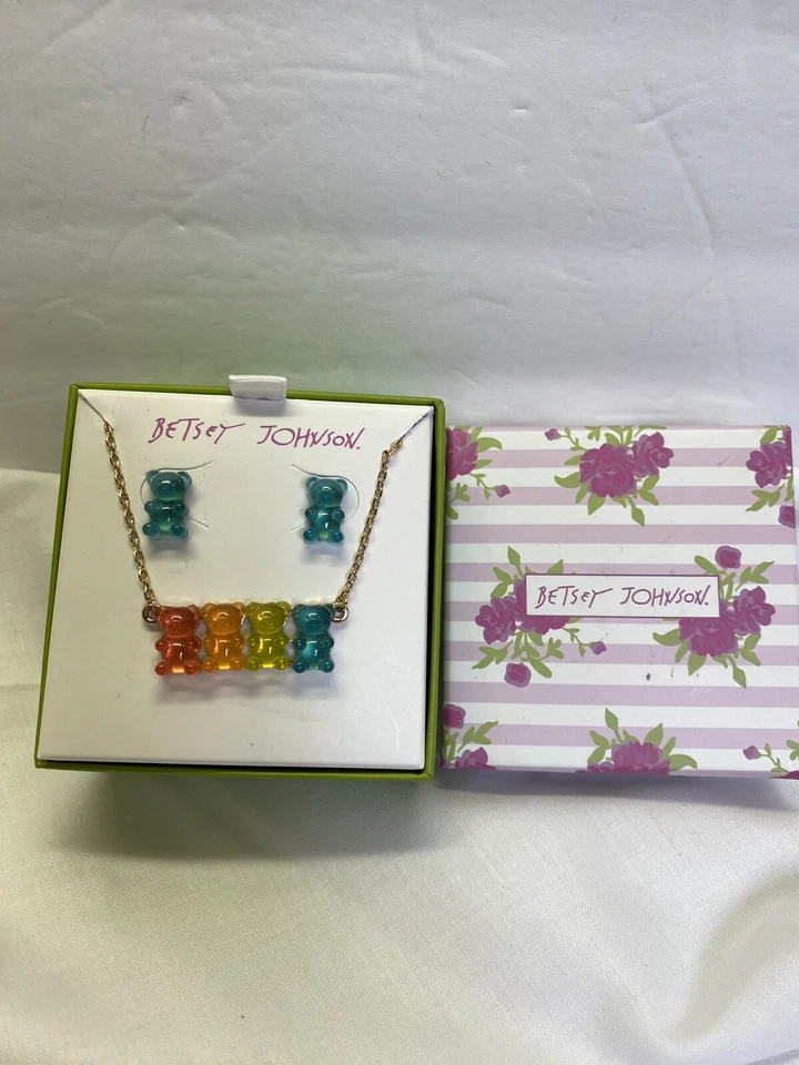 Betsey Johnson Candyland Collection Candy Gummy Bear Bears Earrings Necklace