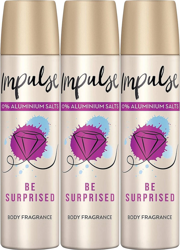 Impulse Be Surprised Deo & Body Spray Deodorant 24h Schutz 0% Aluminium 3x 75ml - Bild 1 von 1
