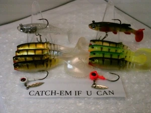12 piece BASS KIT 2 soft jigs 2 jig w/willow blades -refill-CATCH-EM IF-U-CAN - Picture 1 of 5