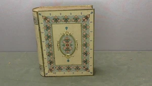 Vintage Book-shaped Metal hollow container w/ hinged lid 6x7.5x2 inches - Picture 1 of 9