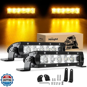 Barra de luz LED ámbar Nilight 2 piezas 7 pulgadas 30 W punto 3000LM conducción 3D súper delgada - Imagen 1 de 5