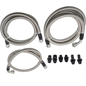 3pcs SS Braided Transmission Lines Transmission Cooler Lines Kit For Dodge 6AN - Picture 1 of 9