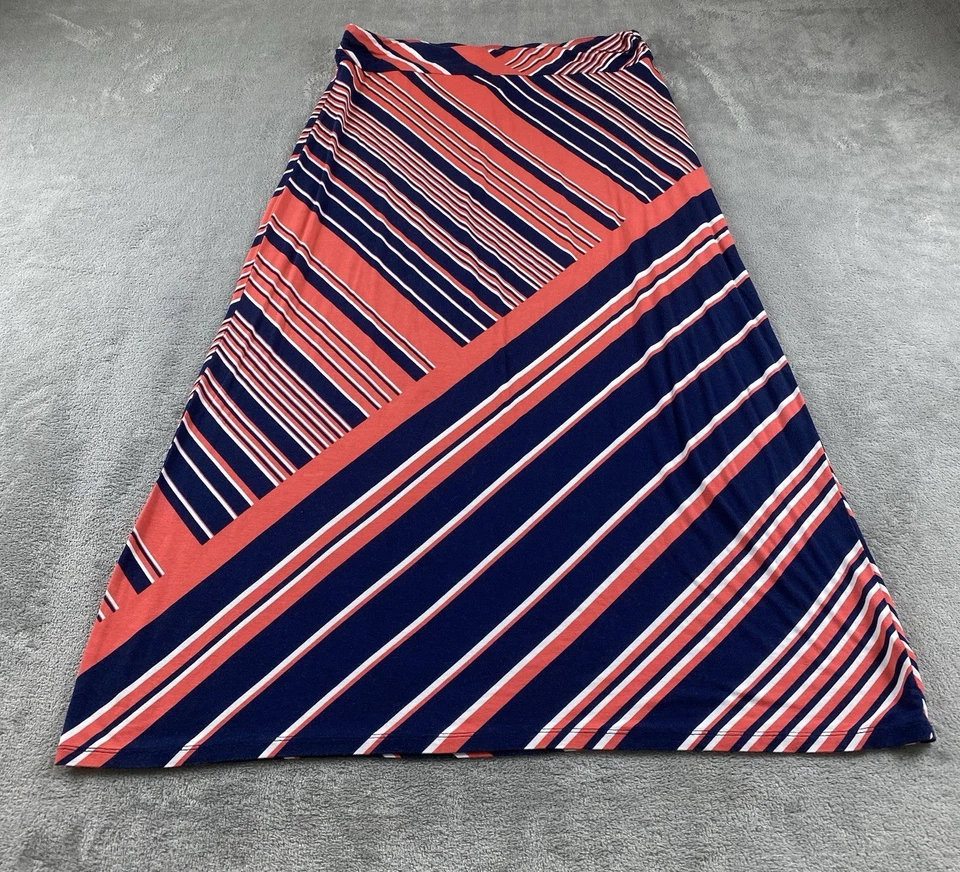 Falda Larga Liz Claiborne Mujer Aline L. Naranja Azul Elastizada C13 Foto 1 de 4