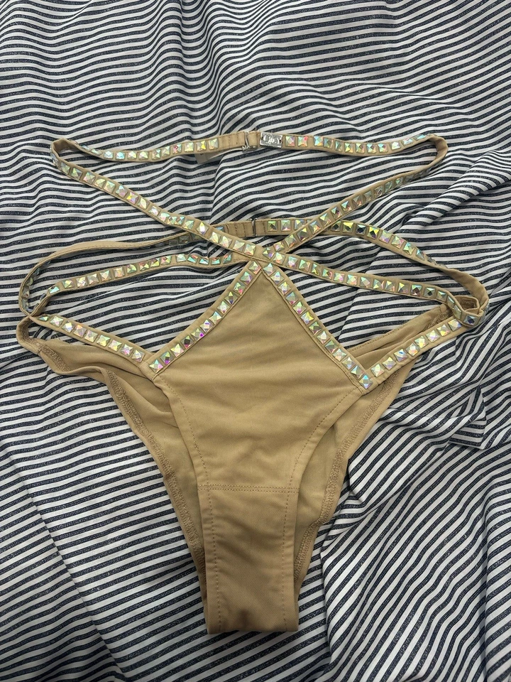 Victorias Secret X For Love And Lemons Strappy High Waist Panty Small Beige - Image 1 of 4