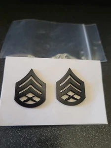 SSGT STAFF Sergeant E6 USMC black collar insignia chevrons pin clutch - Picture 1 of 4