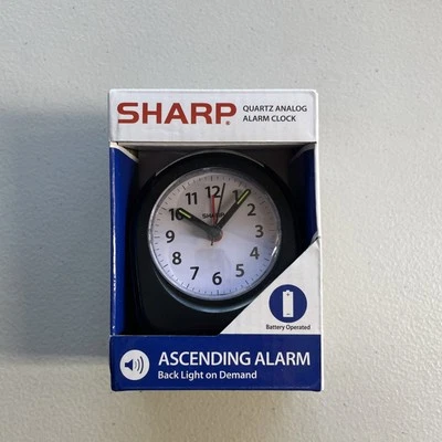 SHARP Quartz Analog Alarm CLOCK Ascending Alarm Backlight Easy to Read Dial NEW - Image 1 of 2